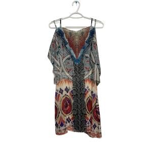 One‎ World Beach sheer paisley geometric swim cover up womens large beachy vaca